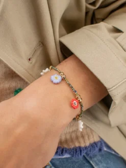 Anemone flower beaded bracelet>NACH BIJOUX Online