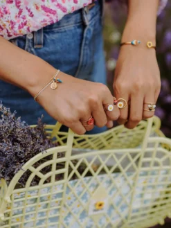 Bague double anneau coquelicot><noscript><img width=