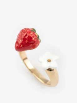 Bague FacetoFace fraise et fleur><noscript><img width=