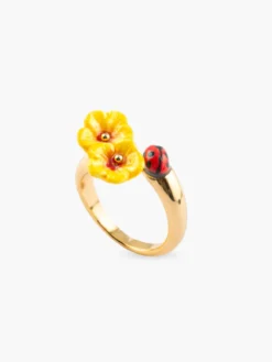 Bague FacetoFace hibiscus et coccinelle>NACH BIJOUX Discount