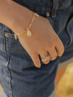 Bague FaceToFace oiseau bleu et fleur de poirier>NACH BIJOUX Best