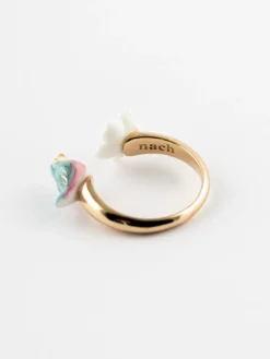 Bague FaceToFace oiseau bleu et fleur de poirier><noscript><img width=