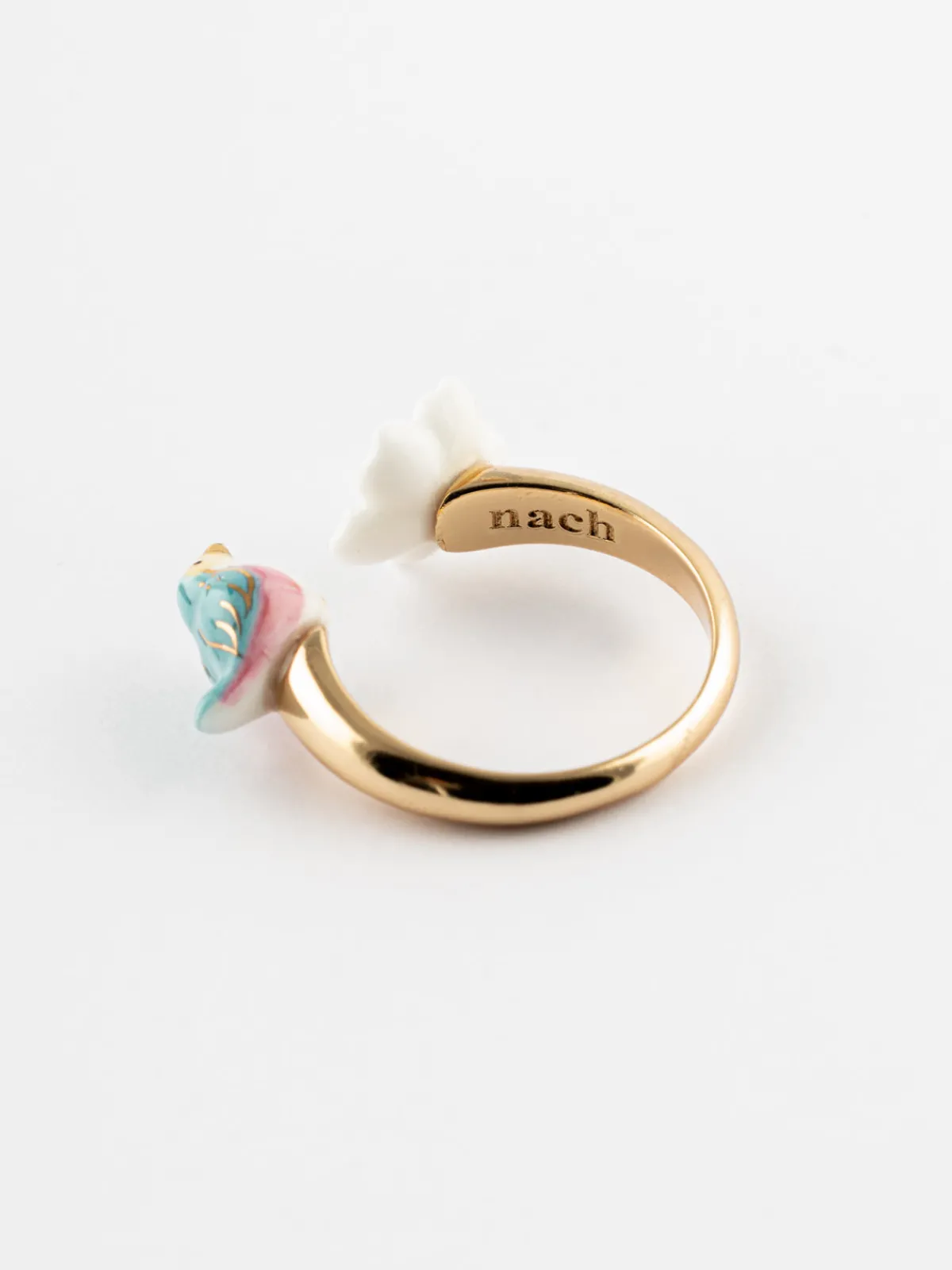 Bague FaceToFace oiseau bleu et fleur de poirier>NACH BIJOUX Best