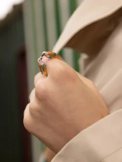 Bague FaceToFace oiseau Rollier>NACH BIJOUX Hot