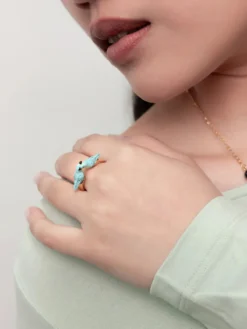 Bague FaceToFace oiseaux Parulines bleues>NACH BIJOUX Discount