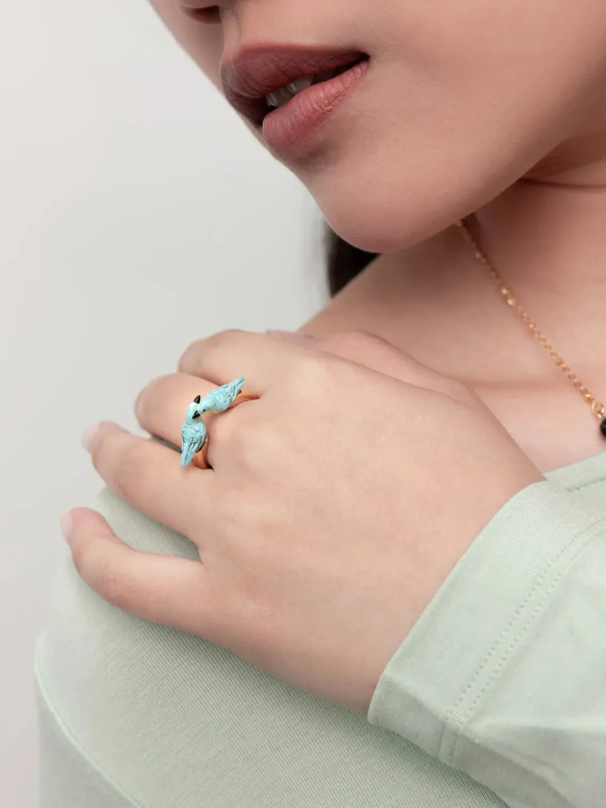 Bague FaceToFace oiseaux Parulines bleues>NACH BIJOUX Discount