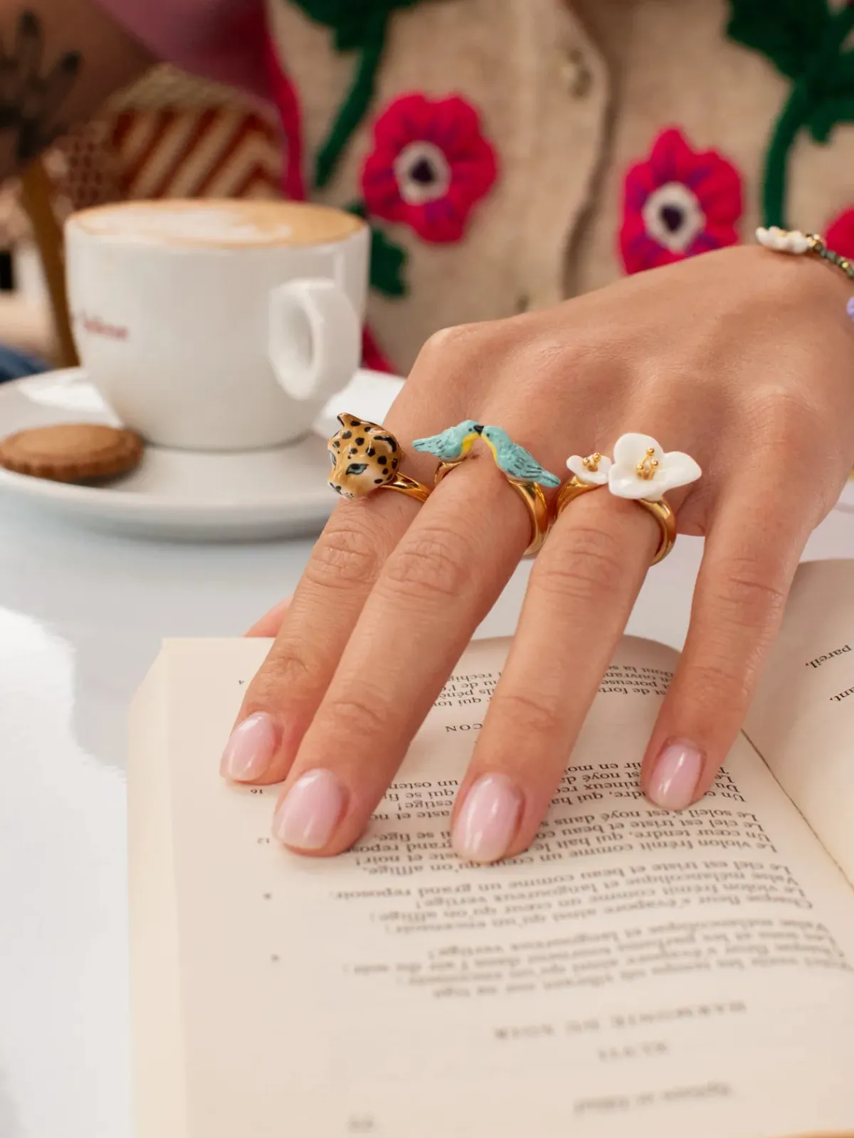 Bague FaceToFace oiseaux Parulines bleues>NACH BIJOUX Discount