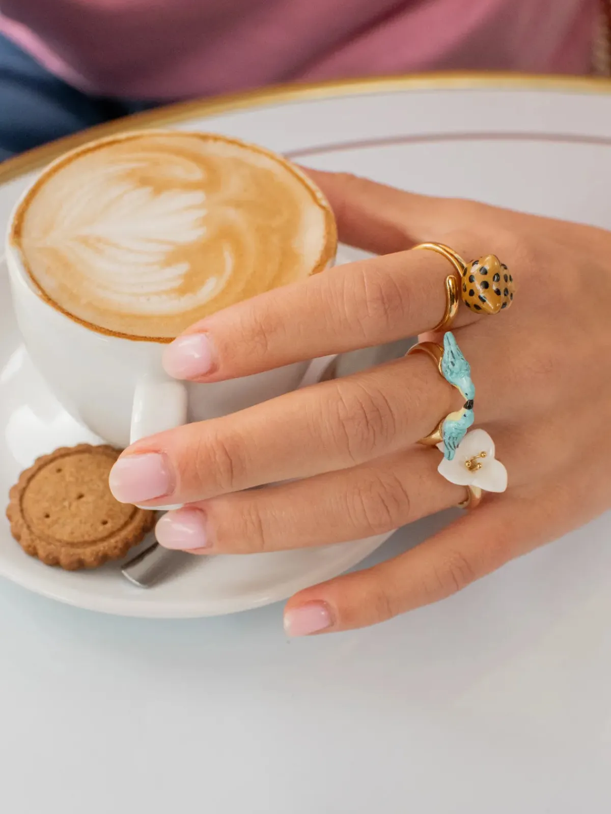 Bague FaceToFace oiseaux Parulines bleues>NACH BIJOUX Discount