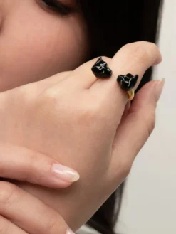 Bague FaceToFace panthère noire>NACH BIJOUX