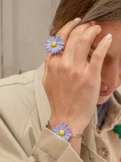 Bague fleur anémone bleue><noscript><img width=