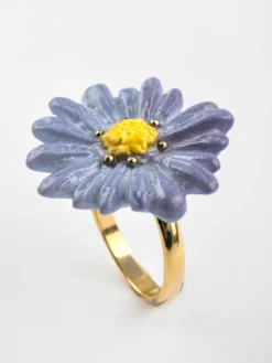 Bague fleur anémone bleue><noscript><img width=
