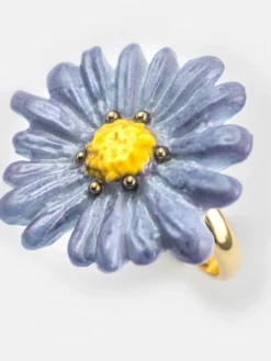 Bague fleur anémone bleue><noscript><img width=
