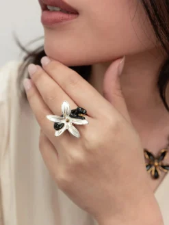 Bague fleur d'Erine et panthère>NACH BIJOUX