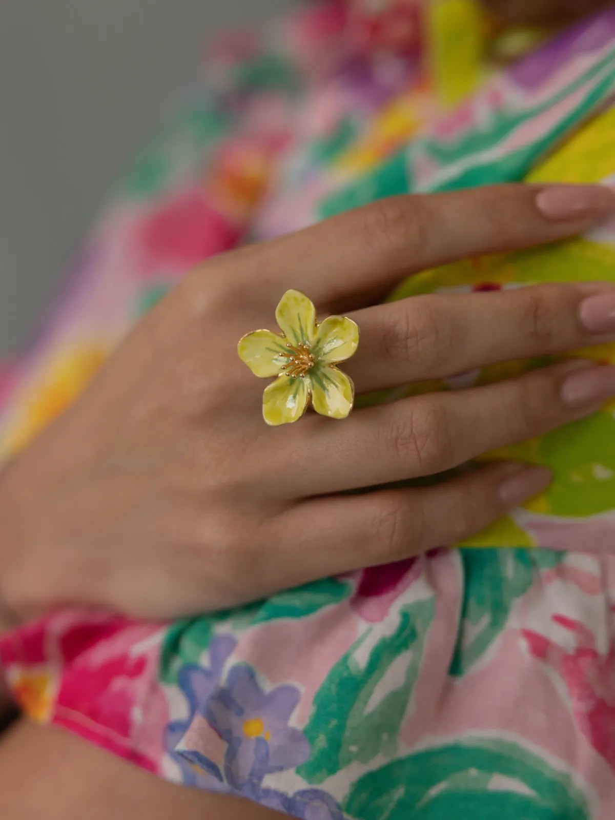 Bague fleur jaune>NACH BIJOUX Online