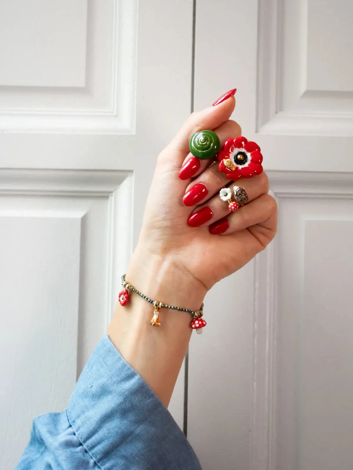 Bague hérisson, champignon et anémone>NACH BIJOUX Clearance