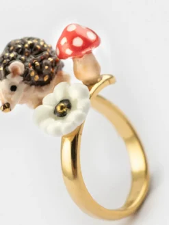 Bague hérisson, champignon et anémone><noscript><img width=