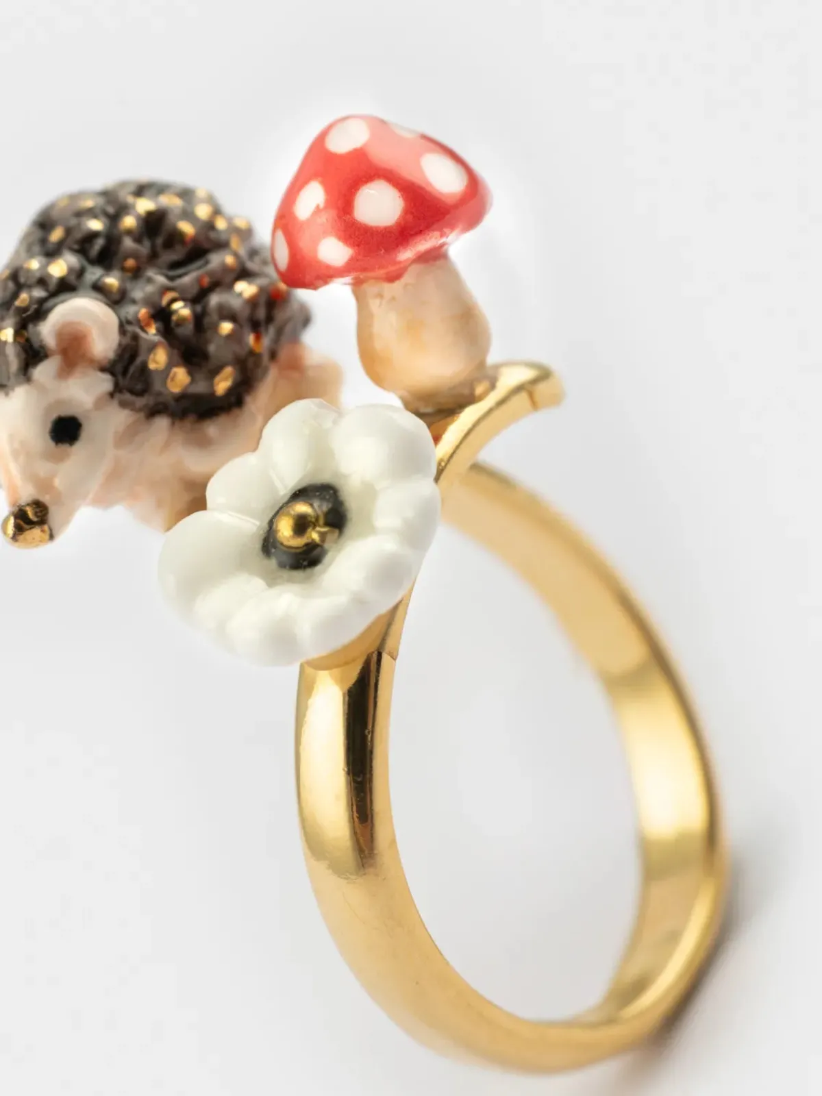 Bague hérisson, champignon et anémone>NACH BIJOUX Clearance