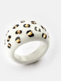 Bague léopard blanc et doré><noscript><img width=