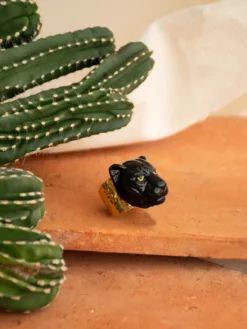 Bague martelée panthère noire><noscript><img width=