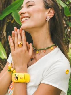 Bague multi fleurs tropicales><noscript><img width=