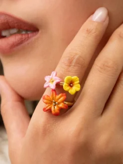 Bague multi fleurs tropicales><noscript><img width=