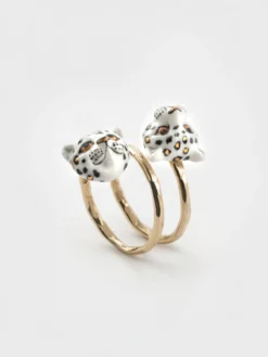 Bague spirale léopards blancs et dorés>NACH BIJOUX