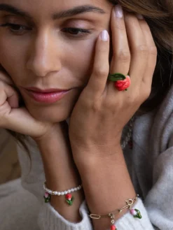 Bague Tulipe en porcelaine><noscript><img width=
