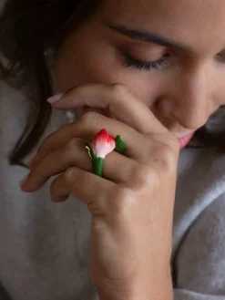 Bague Tulipe en porcelaine><noscript><img width=