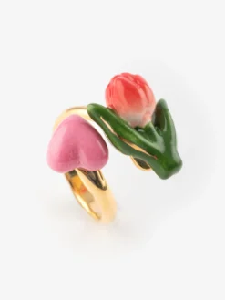 Bague Tulipe rouge et cœur>NACH BIJOUX Online