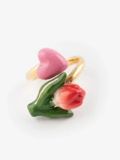 Bague Tulipe rouge et cœur><noscript><img width=