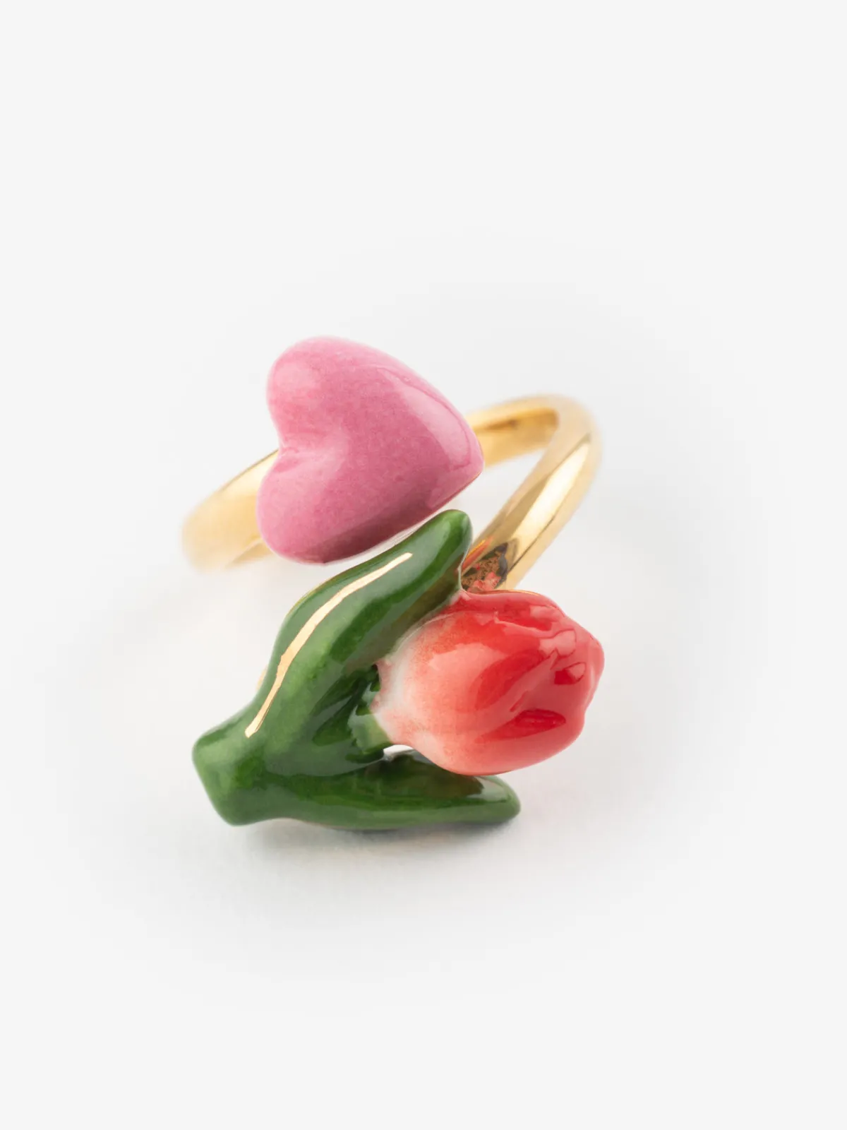 Bague Tulipe rouge et cœur>NACH BIJOUX Online