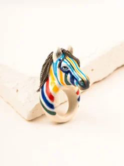 Bague zèbre coloré><noscript><img width=