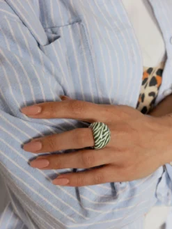 Bague zèbre vert>NACH BIJOUX New