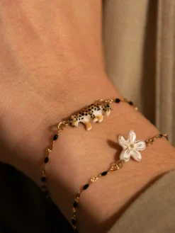 Beaded and leopard print bracelet>NACH BIJOUX Discount