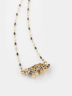 Beaded and leopard print bracelet><noscript><img width=