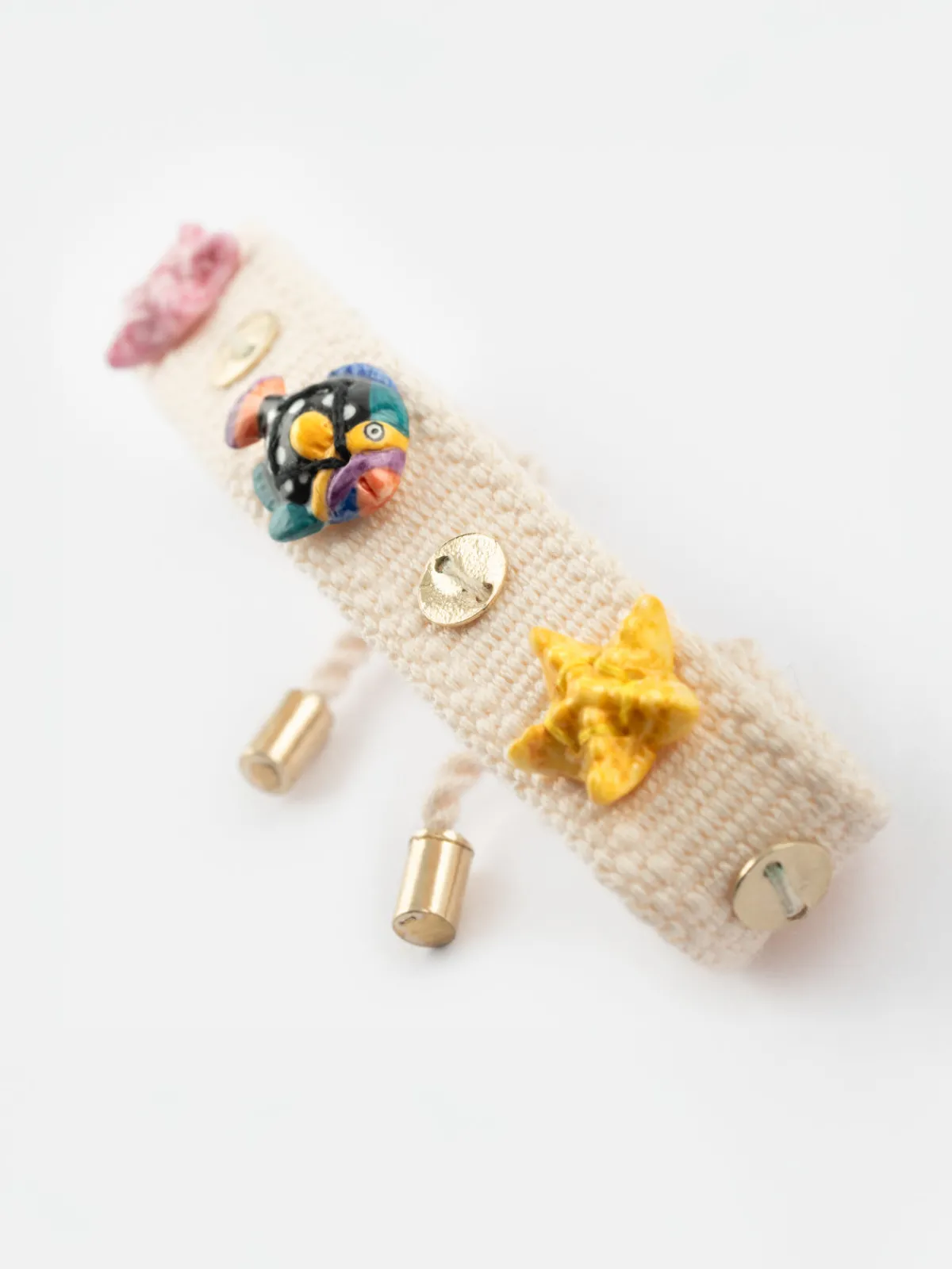 Beige braided bracelet with charms>NACH BIJOUX Outlet