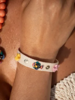Beige braided bracelet with charms>NACH BIJOUX Outlet