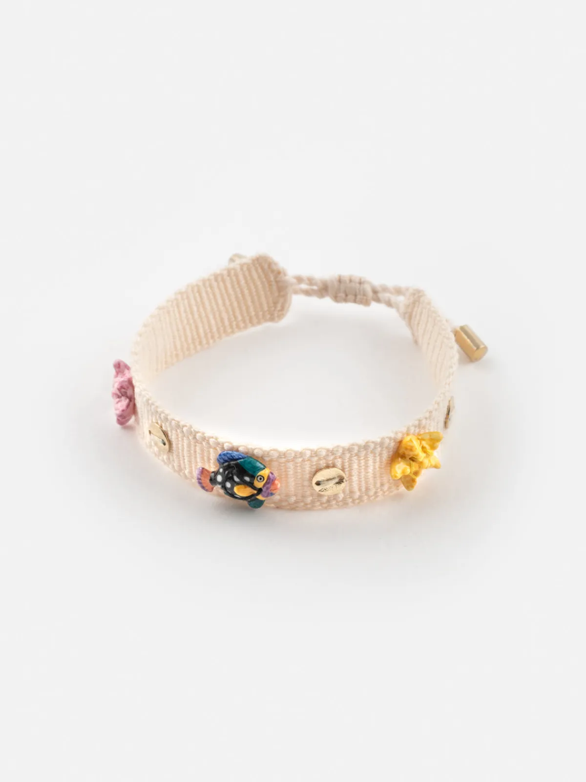 Beige braided bracelet with charms>NACH BIJOUX Outlet