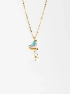 Bird on branch and flower necklace><noscript><img width=