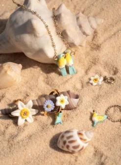 Birds in Love Necklace – Blue Warbler><noscript><img width=
