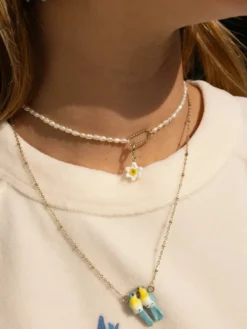 Birds in Love Necklace – Blue Warbler><noscript><img width=