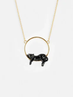 Black Panther Round Necklace>NACH BIJOUX Hot