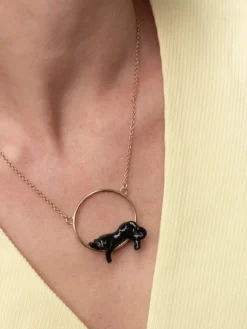 Black Panther Round Necklace><noscript><img width=