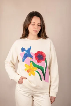 Blue Warbler and Flowers Bird Sweatshirt>NACH BIJOUX Clearance