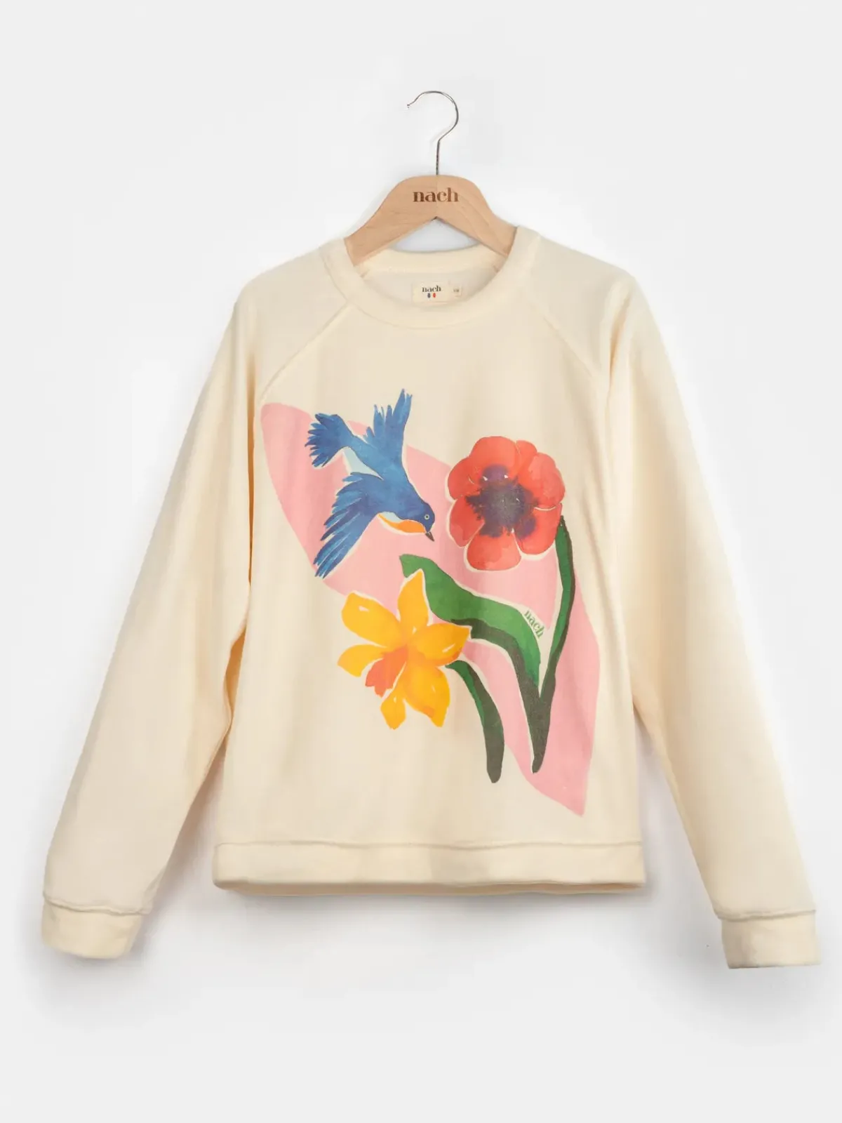 Blue Warbler and Flowers Bird Sweatshirt>NACH BIJOUX Clearance