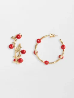 Boucles d'oreilles branches baies rouges>NACH BIJOUX