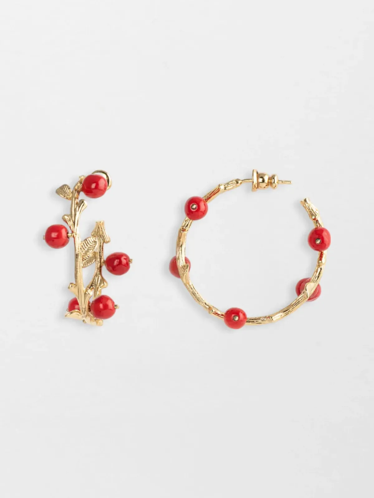 Boucles d'oreilles branches baies rouges>NACH BIJOUX