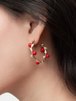 Boucles d'oreilles branches baies rouges>NACH BIJOUX