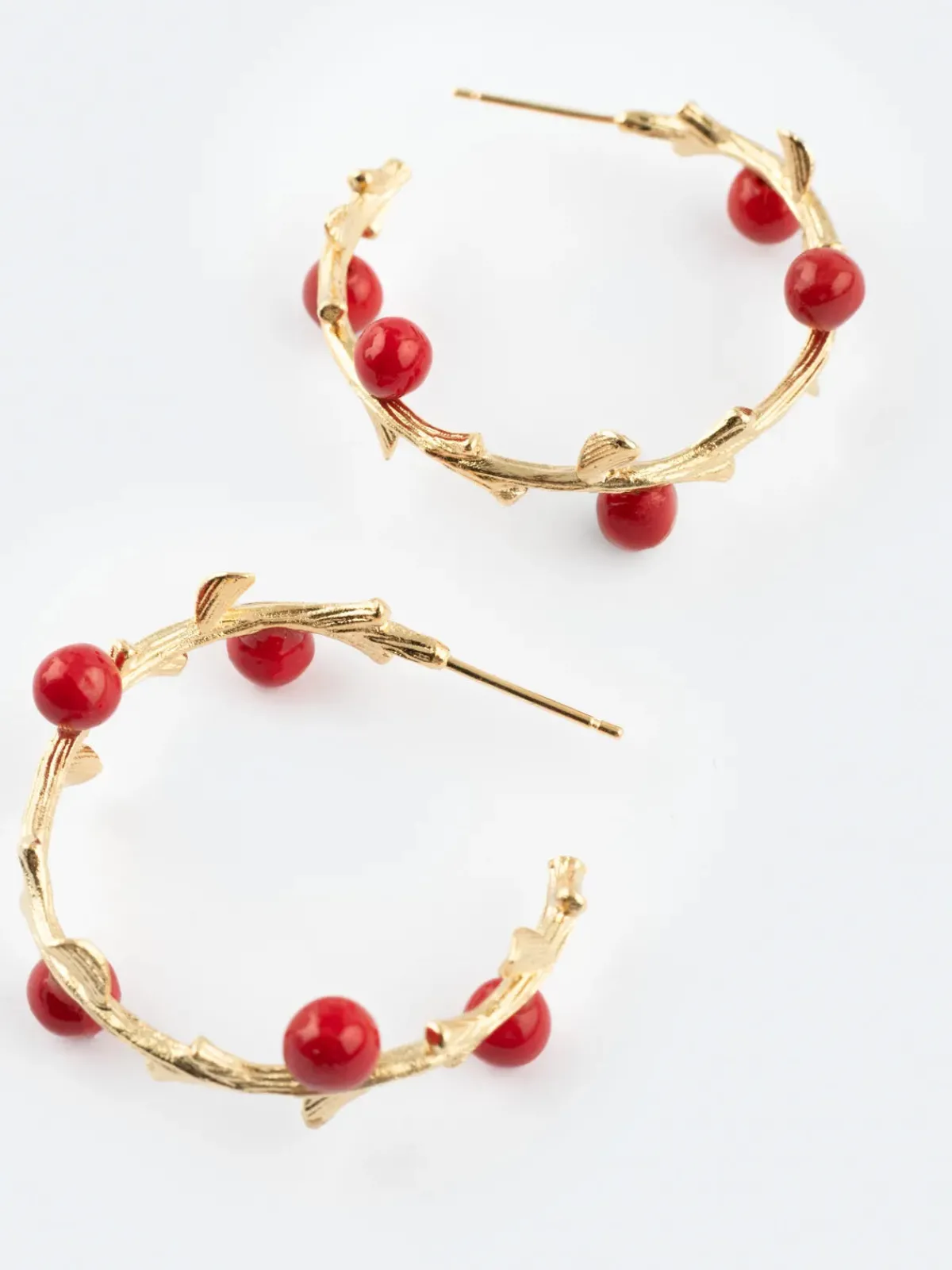 Boucles d'oreilles branches baies rouges>NACH BIJOUX