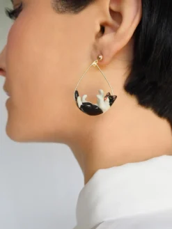 Boucles d'oreilles chat noir et blanc>NACH BIJOUX Sale